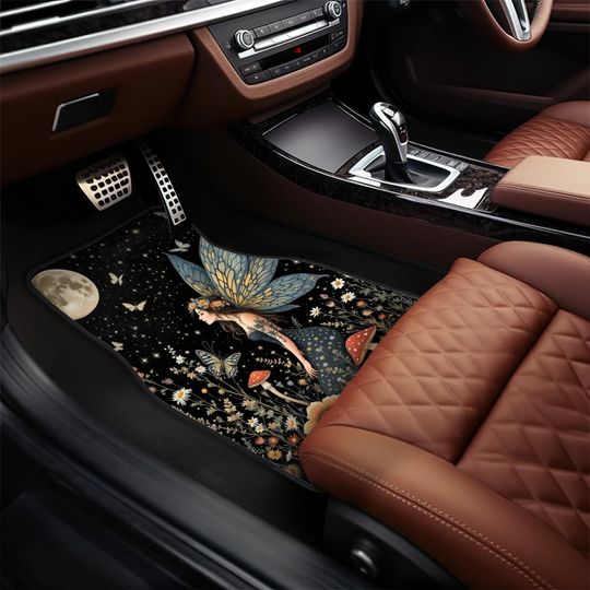 Discover Fairy Wildflower Car Floor Mats, Mushroom Cottagecore Interior Car Accessories, Boho Moon Cute Car Decor for Women, New Car Gift