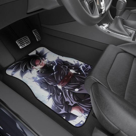 Goku Black-Anime Car Mats with Electric Vibe, Set of 4, Dragon Ball Z Floor Mats, Gifts for Gamers, Car Accessories, Geeky Decor