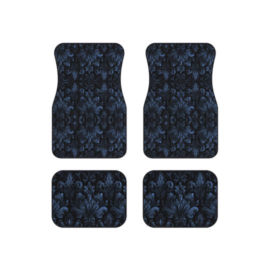 Discover Elegant Blue Gothic Car Floor Mat Set