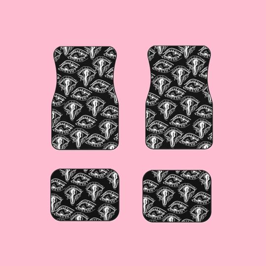 Discover Droopy Eyes Car Floor Mats Set of 4 BabeDriven Black And White Trippy Eyes Vehicle Carpet Accessories