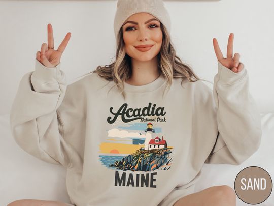 Discover Vintage Acadia National Park Sweatshirt, Retro Maine Sweatshirt, Acadia National Park gifts, Maine Sweater, Hiking&nbsp;gift Acadia Park Souvenir