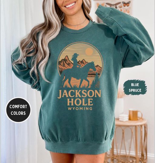 Vintage Jackson Hole Wyoming Garment-Dyed Sweatshirt, Retro Mountain Sweatshirt, Gift for Outdoor