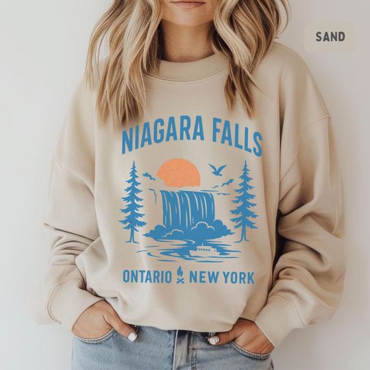 Discover Niagara Falls Sweatshirt - Unisex Crewneck, Vacation Souvenir Jumper, Tourist Gift Travel Top, Nature Lover Apparel, Ontario Canada, Buffalo