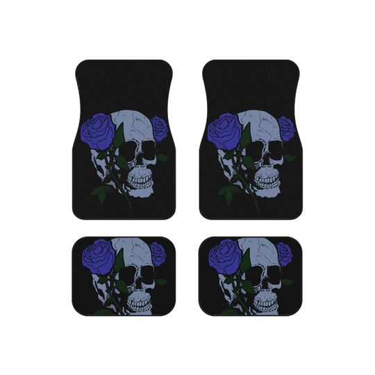 Skull & Roses Car Mats, Artistic Floor Mats, Unique Car Accessories, Gothic Home Decor, Skulls, Floral Car Dcor, Halloween Gift