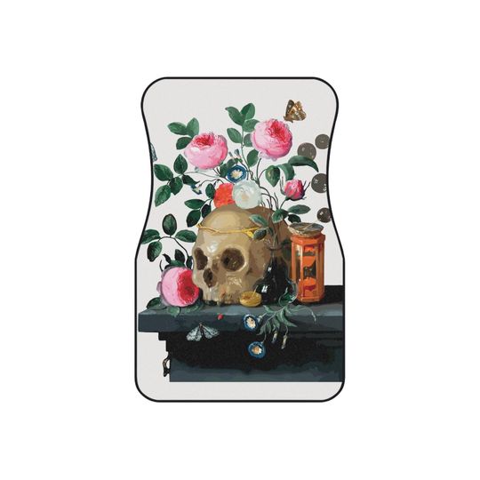 Discover Gothic Floral Car Mats, Stylish Auto Dcor, Unique Gift for Car Lovers, Decorative Floor Mats, Skull Art Car Accessories