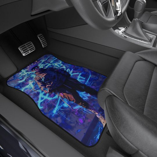 Anime Gojo Car Mats Set, Jujutsu Satoru Auto Floor Mats, Custom Anime Car Accessories, Japanese Manga Fan Gifts, Anime Merchandise, Otaku