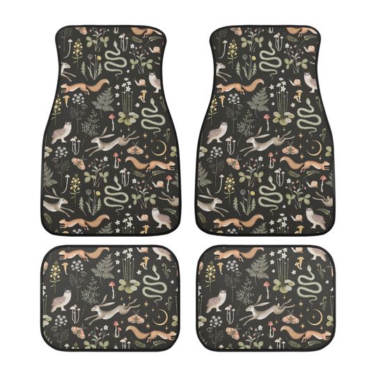 Discover Enchanted Forest Car Mats, Cottagecore Car Floor Mats for Women, Black Car Mats Witchy, Aesthetic Car Decor, Cute Car Accessories, Car Gift