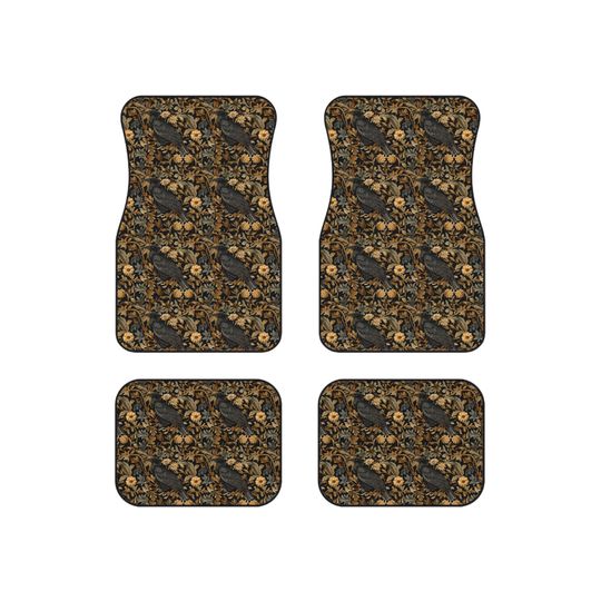 Discover Medieval Floral Crow Car Floor Mat Set - Crow Car Decor