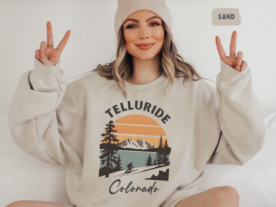 Telluride Colorado Ski Sweatshirt, Mountain Winter Sweatshirt, Ski Lover Gift, Snowboarding Jumper, Ski Trip Souvenir