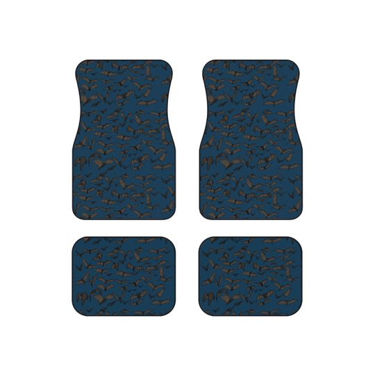 Discover Car Mats - Set of 4 | Unique Bat Pattern, Vehicle Accessories, Gift for Car Enthusiasts, Halloween Decor, Eco-Friendly Floor Protection