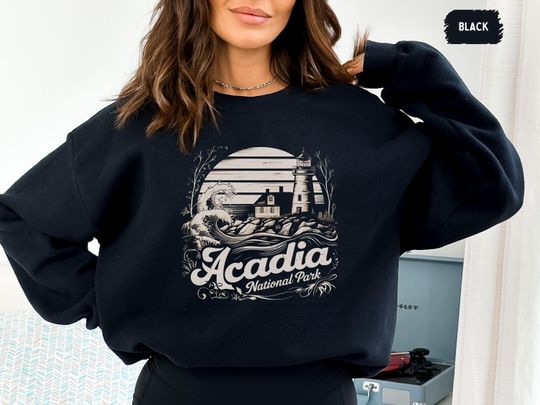 Vintage Acadia National Park Sweatshirt, Maine Sweatshirt, Acadia National Park gifts, Retro Maine Sweater