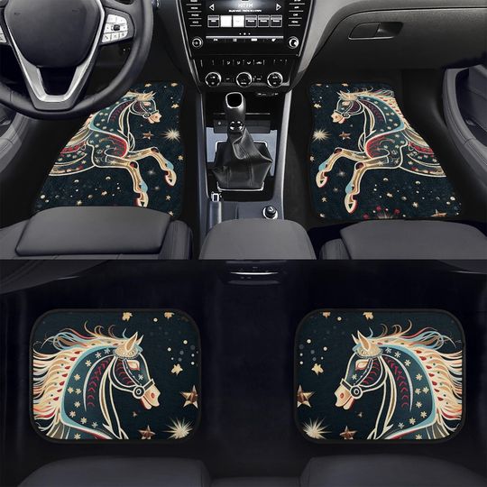 Discover Horse Car Mats: Star Design, Non-Slip Polyester, Horse Lover Gift