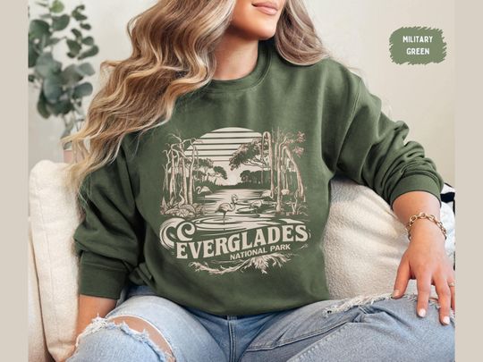 Discover Vintage Everglades National Park Sweatshirt, Florida State Sweater, Summer Vintage Beachy, Travel Lover Gift