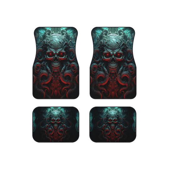 Discover Menacing Pirate Skull Car Mat Set, 4 Car Floor Mats, Car Floor Mat, Dark Car Mat, Pirate Car Mats, Fantasy Car Floor Mat