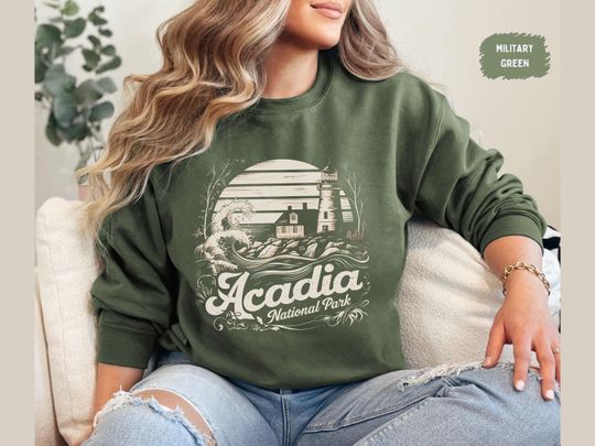 Vintage Acadia National Park Sweatshirt, Maine Sweatshirt, Acadia National Park gifts, Retro Maine Sweater