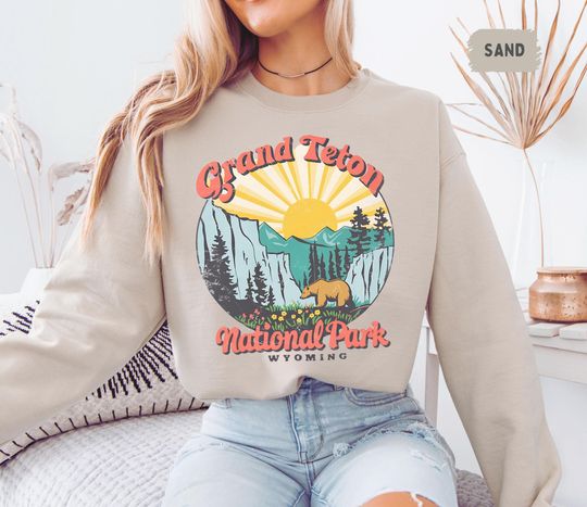 Discover Great Teton Sweatshirt, Mountain Crewneck Jumper, Outdoor Adventure Apparel, Nature Lover Gift, Cozy Mountain Sweatshirt, Hiking Sweatshirt