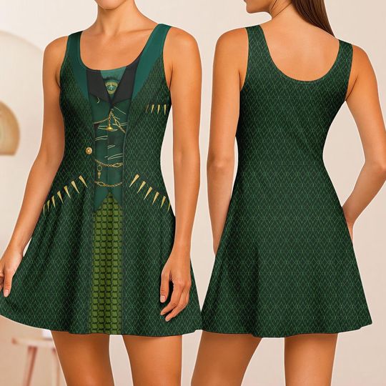 Discover Wicked Wizard Cosplay Skater Dress, The Wonderful Wizard of Oz Women Dress, Wicked Fan Costume, Witchy Dress