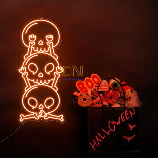 Discover Skull Neon Sign, Skull LED Neon Sign, Custom Neon Sign, Halloween Decor Sign, Halloween Neon Sign, Skull Decor Sign, Led Neon Sign