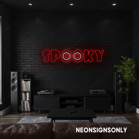 Discover Spooky Neon LED Sign, Spooky Eye Glow Neon Wall Art, Spooky Halloween Light Line Hanging Sign, Personalized Spooky Halloween Party Led Decor