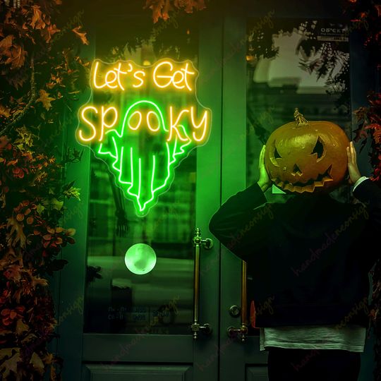 Discover Custom 'Let's Get Spooky' Neon Sign - Halloween Decor