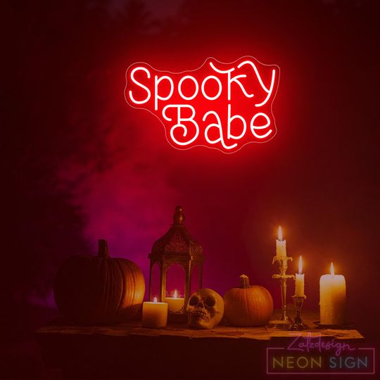 Spooky Babe Neon Sign, Halloween LED Neon Light, Halloween Party Decor, Spooky Decor Sign, Spooky Season Decor, Halloween Gifts, Gothic Gift