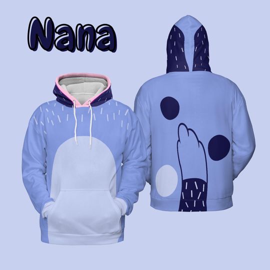 Discover Grandma Heeler 3D Hoodie: Nana Blue Dog Family Cosplay Costume