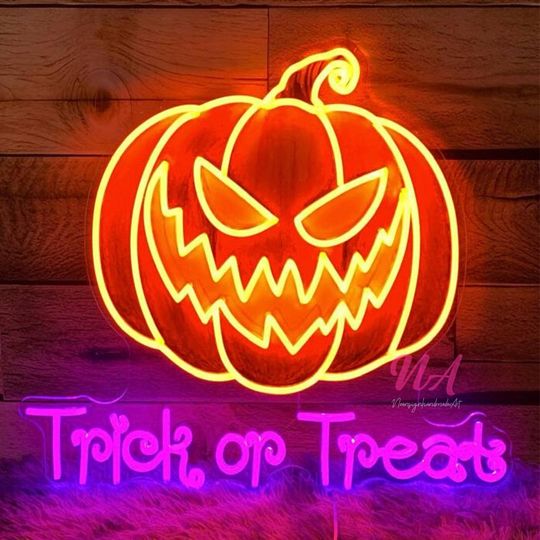 Discover Custom Halloween LED Neon Sign: Pumpkin, Skull, Horror Decor
