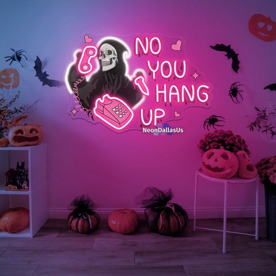 Discover No You Hang Up Neon Sign Custom Halloween Decor Ghostface Calling Led Neon Sign Horror Decor Neon Light Sign Halloween Skeleton Home Decor