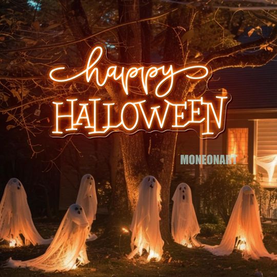 Discover Happy Hallowee Neon Sign, Horror Room Decor, Halloween Party Neon Sign, Macabre, Spooky Room Decor, Custom Game Room Led Sign, Gothic Decor
