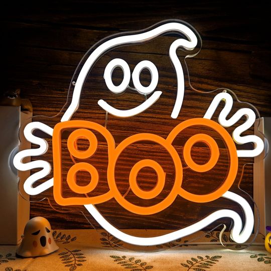 Discover Boo Ghost Halloween Neon Sign  | Acrylic Sign | Halloween Sign | Led Neon Sign | Halloween Decor | Halloween Gift | Neon Light | Led Signs