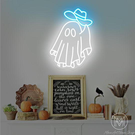 Discover Ghost with Cowboy Hat Neon Sign Cowboy Ghost Sign Halloween Ghost Sign Halloween Party Wall Decor Halloween Gift Western Room Decor