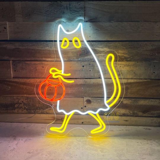 Discover Spooky Cat Boo Neon Sign Halloween Funny Cat Boo LED Lights Halloween Decors Spooky Led Light,Funny Ghost, Custom Neon Sign Party Wall Art