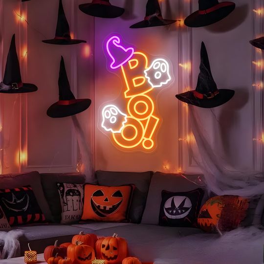 Discover Halloween Boo LED Neon Sign | Anime Neon Sign | Boo Neon Sign | Ghost Neon Sign | Halloween Neon Sign | Acrylic Sign | Custom Sign