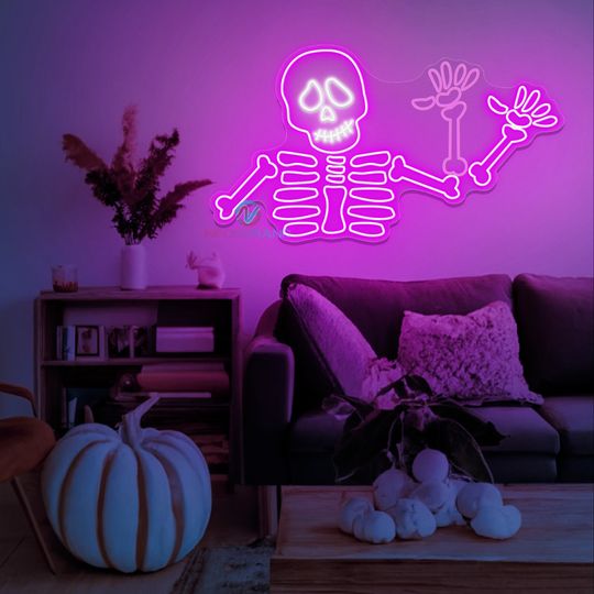 Discover Skeleton Neon Sign Halloween Skull Neon Sign Halloween Party Decorations Funky Neon Sign Halloween Decor LED Light Custom Halloween LED Sign