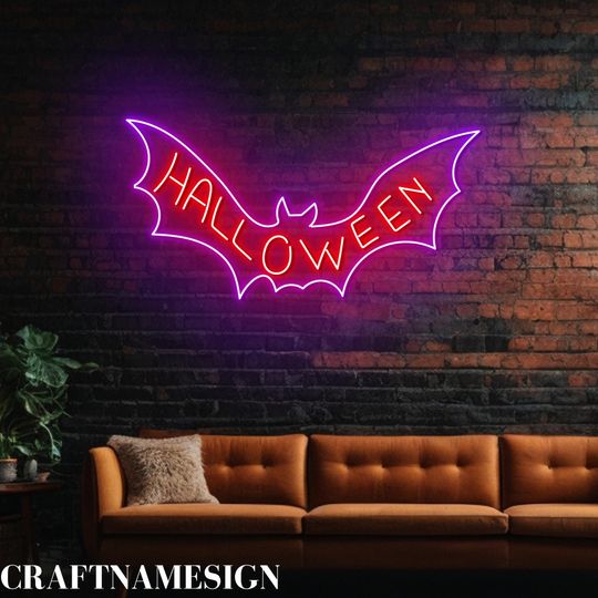 Discover Bat Halloween Neon Sign, Scary Halloween Bat Led Sign, Custom Neon Sign, Spooky Home Decor, Halloween Wall Decor, Happy Halloween Gift