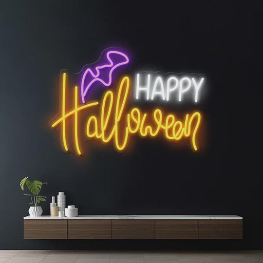 Discover Happy Halloween Neon Sign | Acrylic Sign | Halloween Sign | Led Neon Sign | Light Up Sign | Halloween Decor | Neon Light | Led Signs