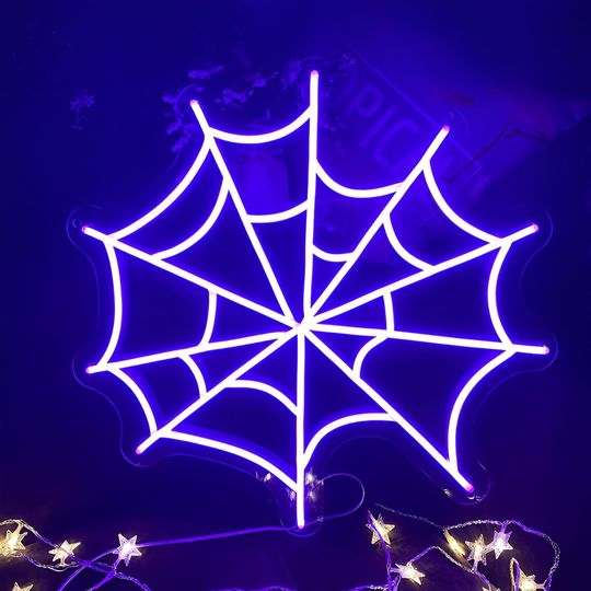Spiderweb Halloween Led Neon Sign | Spider Neon Sign | Halloween Sign | Acrylic Sign | Custom Neon Sign | Neon Name Sign | Neon Art