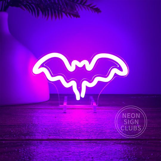 LED Bat Neon Sign: Halloween Home Decor, Kids Room Light