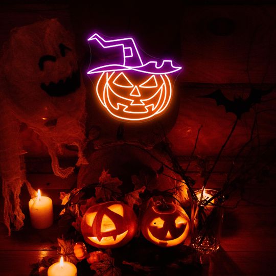 Discover Pumpkin Neon Sign | Pumpkin Wall Art | Halloween Party Sign | Pumpkin Decor | Spooky Neon Sign | Halloween Decor | Spooky Decor | Neon Light