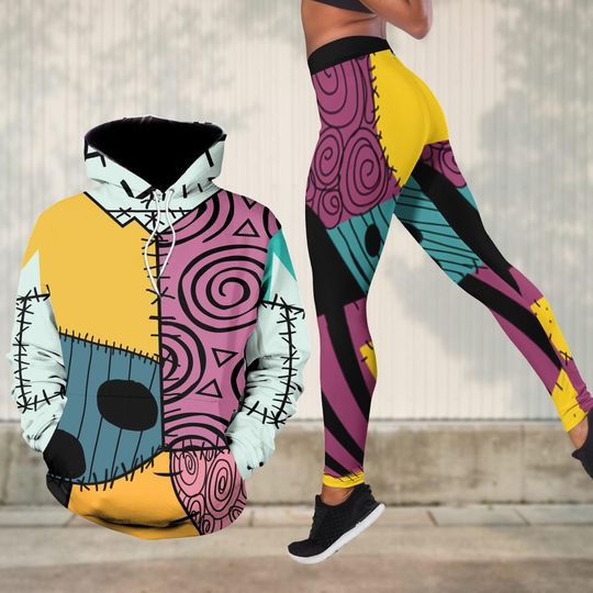 Halloween Sally Costume Hoodie Legging, Nightmare Before Christmas Cosplay Outfit