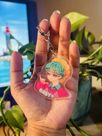 Discover KPop Demon Hunter Saja Boys Baby Custom Acrylic Keychain Anime
