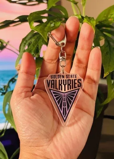 Discover WNBA Golden State Valkyries Logo Acrylic Keychain Basketball