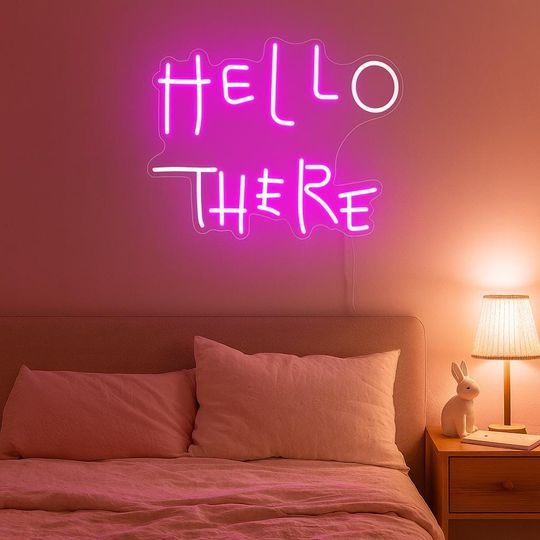 Discover Hello there neon sign,hell here neon sign,with Flickering O & T,Horror neon sign, ghost neon sign,movie neon sign