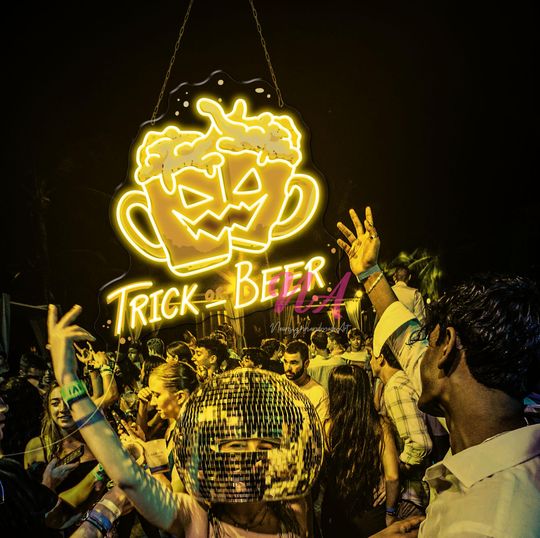 Discover Trick - Beer Neon Sign Halloween Decor For Drinking Club Beer LED Neon Sign  Halloween Wall Decor Party LED Neon Sign Custom Club Neon Sign