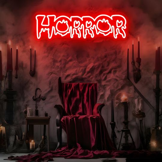 Discover Horror LED Neon Sign | Halloween Neon Sign | Horror Neon Sign | Gothic Neon Sign | Custom Neon Sign | Acrylic Sign | Neon Light Sign