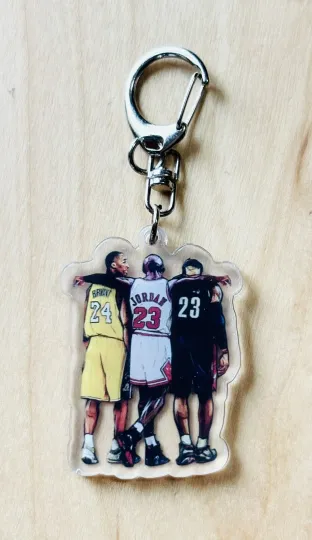Discover GOAT Big 3 Acrylic Keychain Basketball Kobe Jordan Lebron NBA Legends Cavs