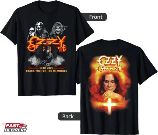 Discover Ozzy Osbourne Memorial T-Shirt, Thank You Memorial 1948-2025 Shirt, Gift for Fan
