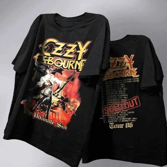 Ozzy Osbourne Ultimate Sin 2 sided basic black Unisex T shirt