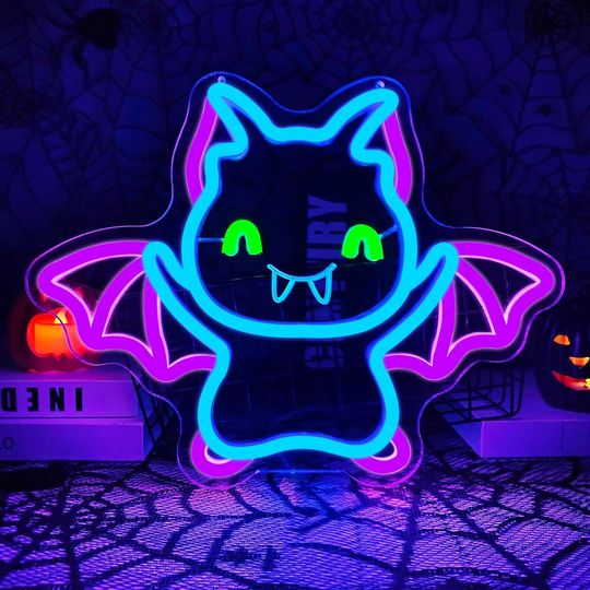 Discover Bat Halloween Neon Sign | Acrylic Sign | Halloween Sign | Light Up Sign | Led Neon Sign | Neon Halloween | Halloween Decor | Led Signs