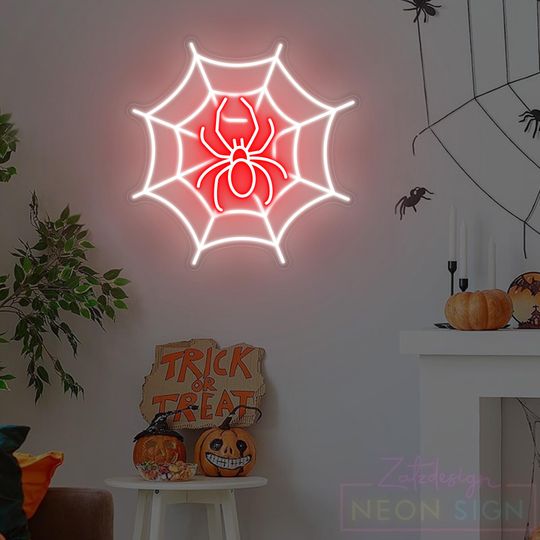 Discover Spider Web Neon Sign, Halloween Neon Sign, Spooky Party Decor, Halloween Decor, Halloween Gift for Family, Halloween Fireplace Decor